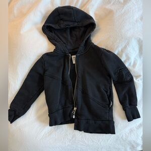 Nununu unbalanced black zip up sweatshirt 2/3T